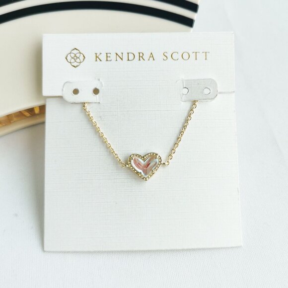 Kendra Scott Ari Heart Gold Dichroic Glass Chain Bracelet - Picture 2 of 4